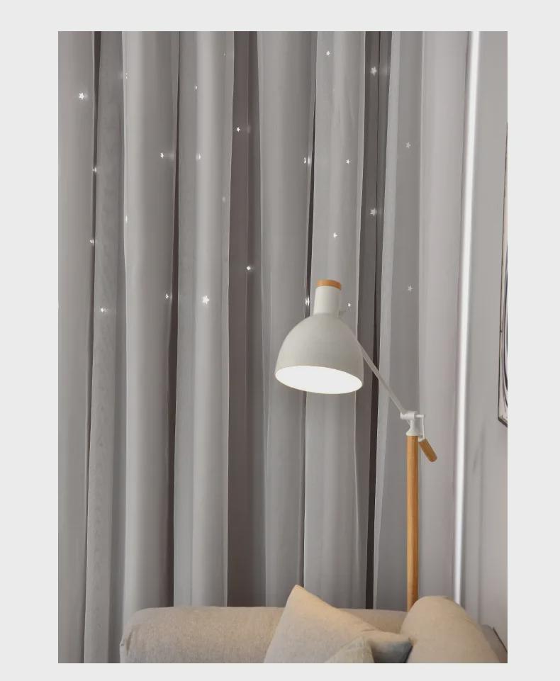 Modern Double-Layer Star Blackout Curtain Fabric for Bedroom and Living Room