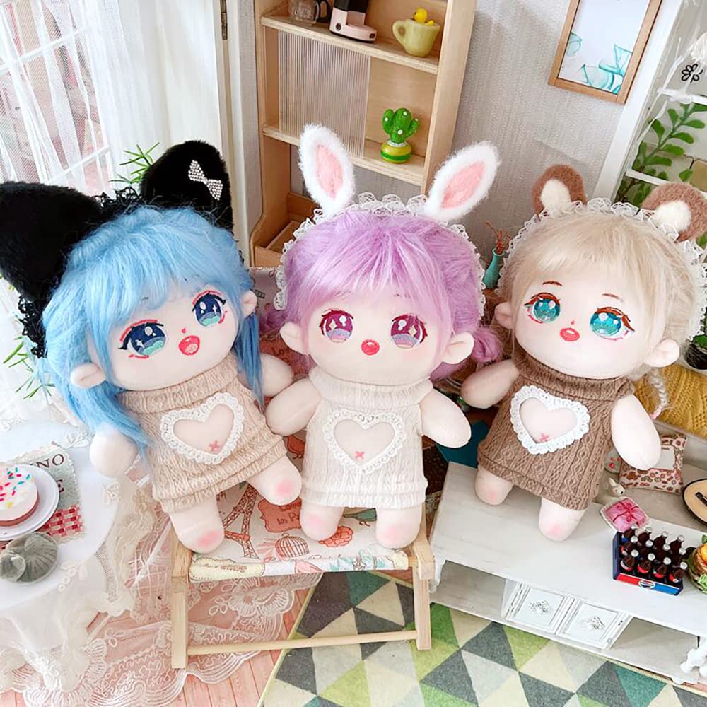 Niannyyhouse 20cm Plush Clothes, Cutout Heart-Shaped Backless Sweater, Cotton Doll Clothes, Dress-Up (A2-White)