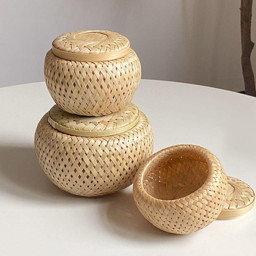Desktop Ornament Bamboo Storage Basket Fruit Dried Fruit Snack Woven Basket Cute Tea Basket