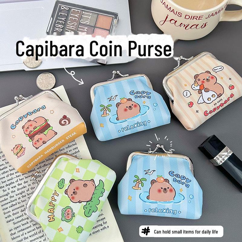 Kapibara PU Portmonetka: Urocza Mini Torebka na Monety, Słuchawki, Klucze, Kable i Więcej