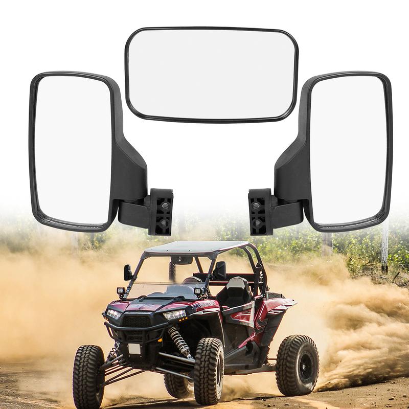 X Autohaux UTV Rear View Center Side Mirror Set 1.75" 2" Clamp for Polaris Kawasaki Can-Am for Arctic Cat for Yamaha for Honda