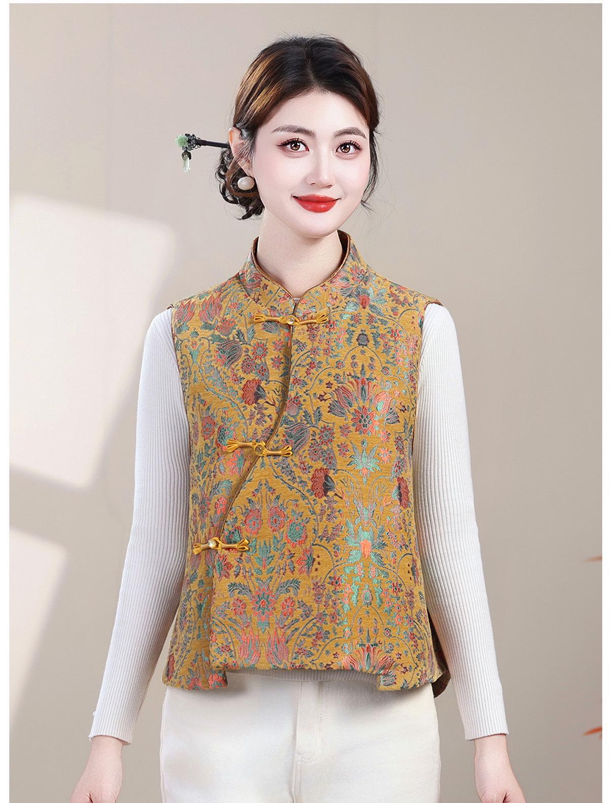 

Elegant Age-Defying Sleeveless Printed Vest - 2026 Spring Chinese Style for Women 4XL (Recommended for 135-145 jin)