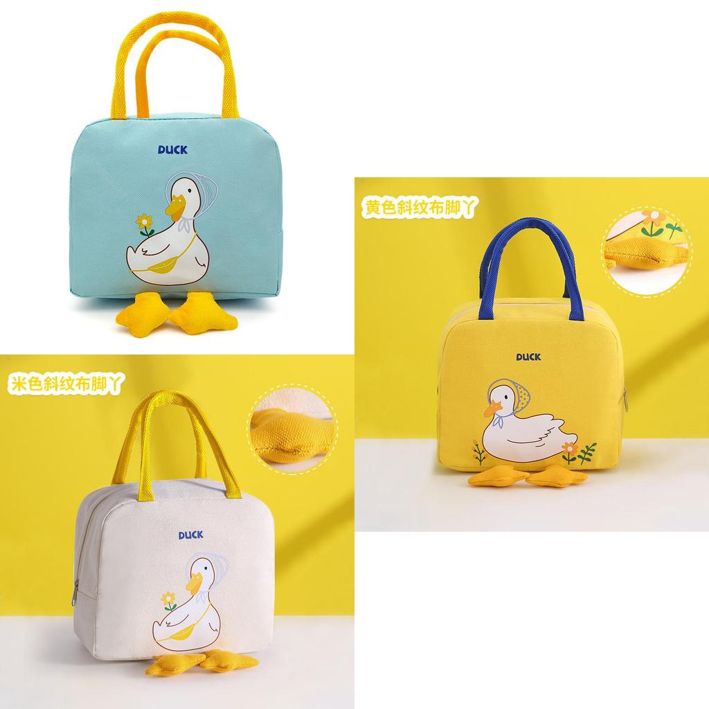 Adorable Yellow Duck Bento Bag Cute Cartoon Handbag Canvas Thermal Bag