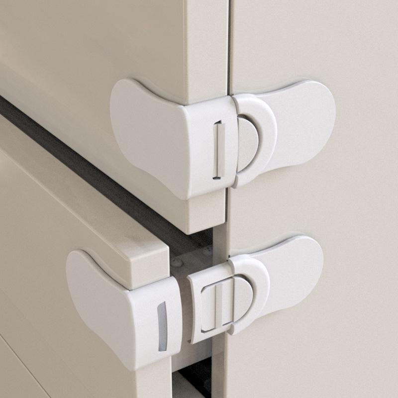 Baby Safety Drawer Lock Anti-Pinching Hand Cabinet Drawer Locks Plastic White Safety Buckle for Children Kids Protection Fuse Holders1