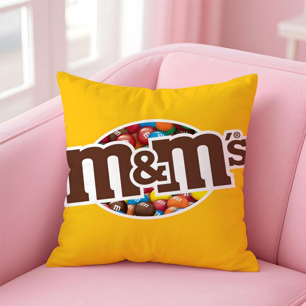 cartoon M-M&M's Cushion Cover Home & Car Multi-Scene Pillow Cover - Reversible, Soft & Durable for Daily Use