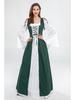 European and American Vintage Medieval Renaissance Square Neck Lace-Up Corset Halloween Costume Dress
