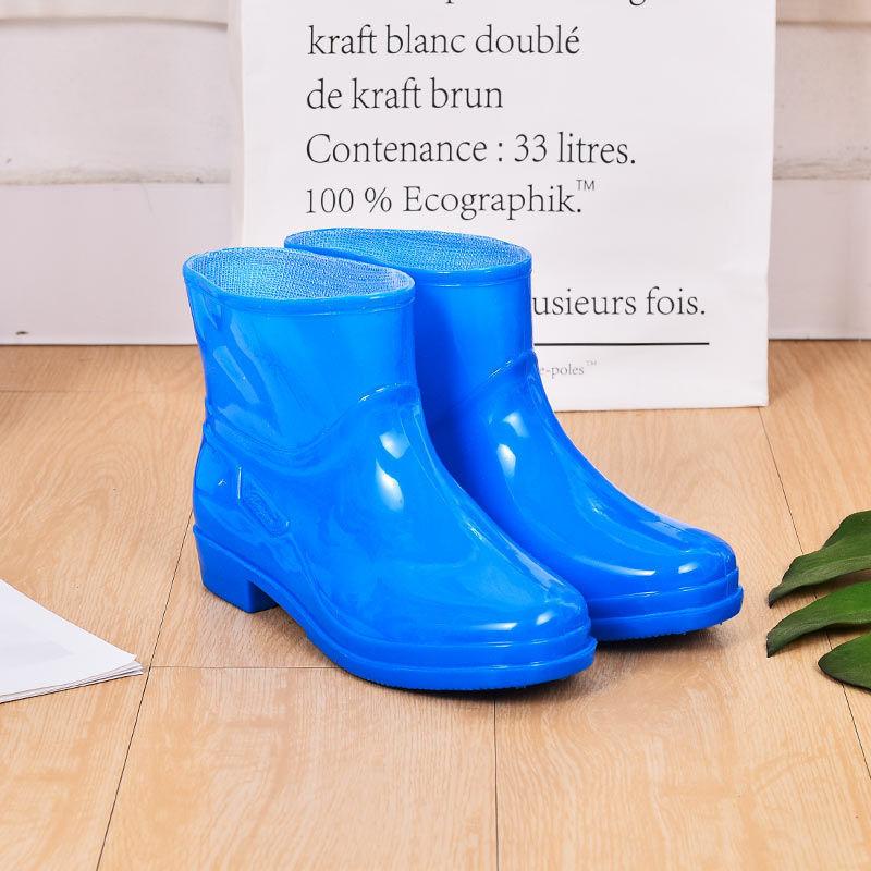 Shoes women s adult medium tube rain shoes women s fleece short tube fashion summer boots women s non-slip rain boots women s anti-shoes 36