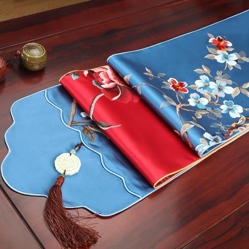 

Christmas Jacquar Dembroidery Thicken Damask Table Runners for Wedding Dinner Party Table Decoration Silk Satin Table Cloth 33x120cm