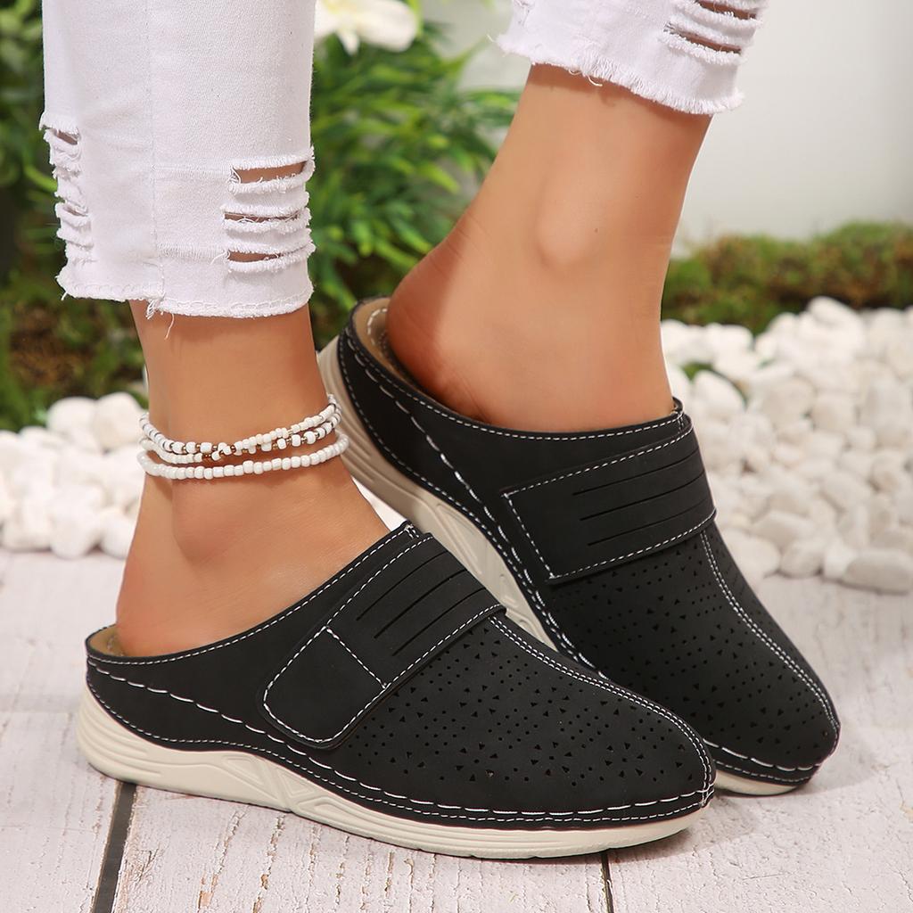 Fashion Women's Vintage Style Solid Color Mules Composite Toe Platform Heel Shoes Man-Made Inner Insole Faux Sole Spring Season Slipper