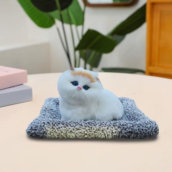 Simulovaná kočičí hračka s podložkou z bambusového uhlí pro odstranění zápachu, mňoukající plyšové kotě, vycpané zvířátko, panenka, domácí kancelář, stolní dekorace, ozdoba