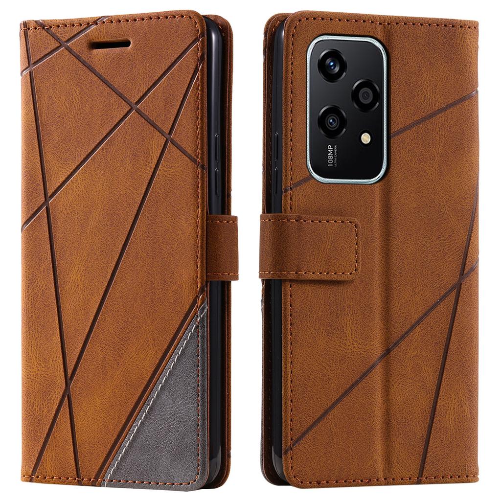 For Honor 200 Lite Case Imprinted Lines PU Leather Splicing Wallet Phone Cover