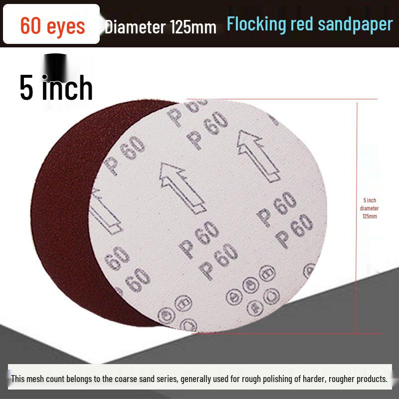 5-inch Self-Adhesive Flocked Sandpaper Disc for Sanding and Grinding (125MM)