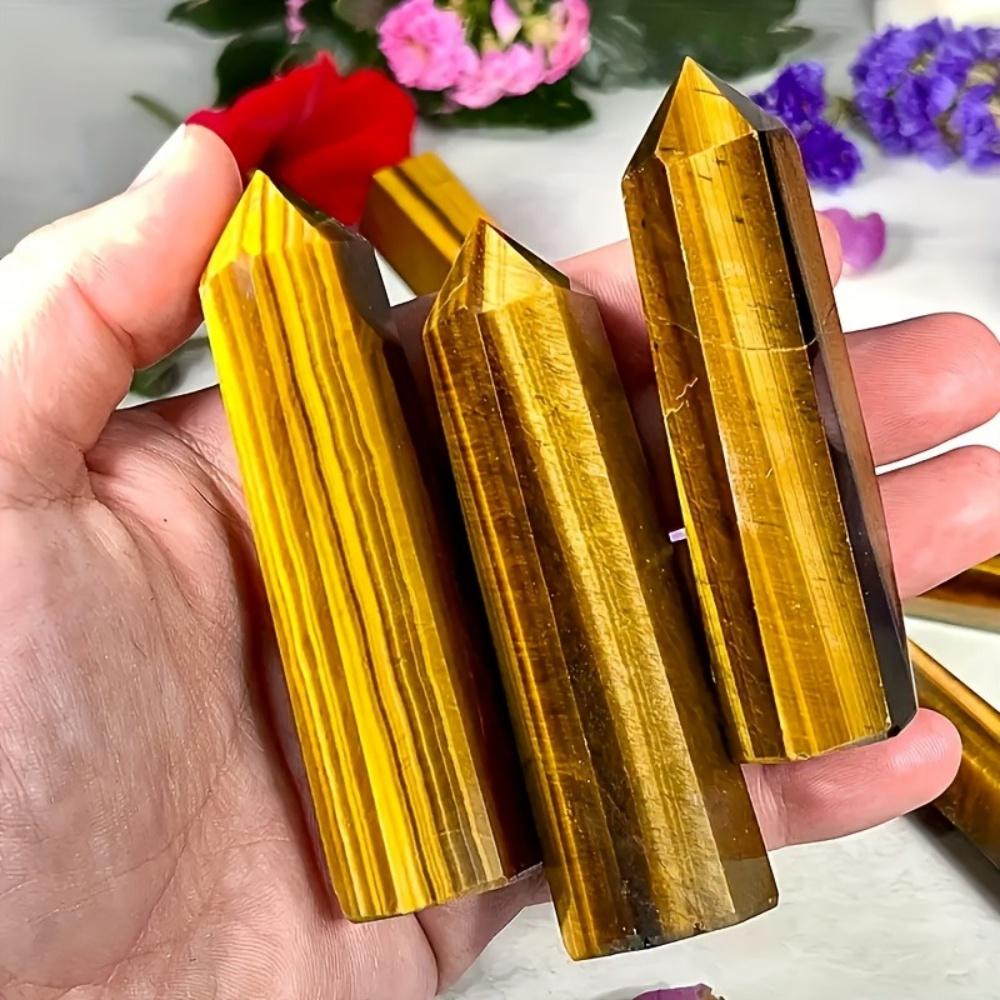 Natural Crystal Tiger Eye Stone Energy Column Obelisk Hand Polished Crystal Pillar Healing Gem Specimen Mineral Home Decor