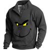 Men's Christmas Print Sweatshirt Casual Button Front Pullover for Festive Occasions