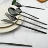 Black Gold Dinner Teaspoon Set Stainless Steel Silverware Table Cutlery Kitchen Sets Knife Spoons Forks Chopsticks Dinnerware Flatware