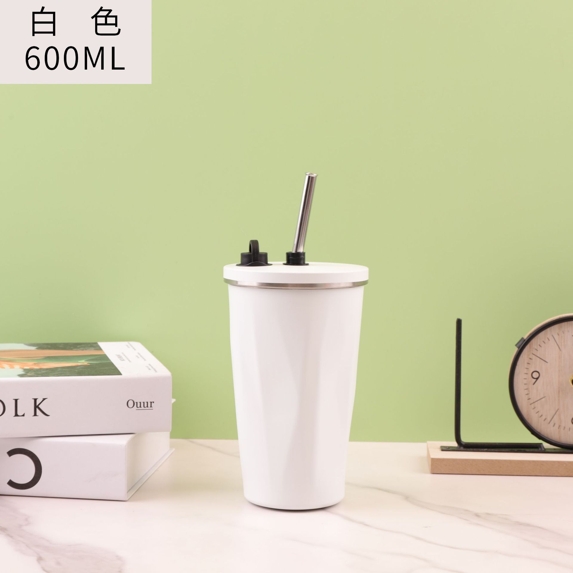 

Portable 304 Stainless Steel Diamond Shaped Coffee Cup, Creative Straw Insulated Cup, Car Portable, Large Capacity, Simple Water