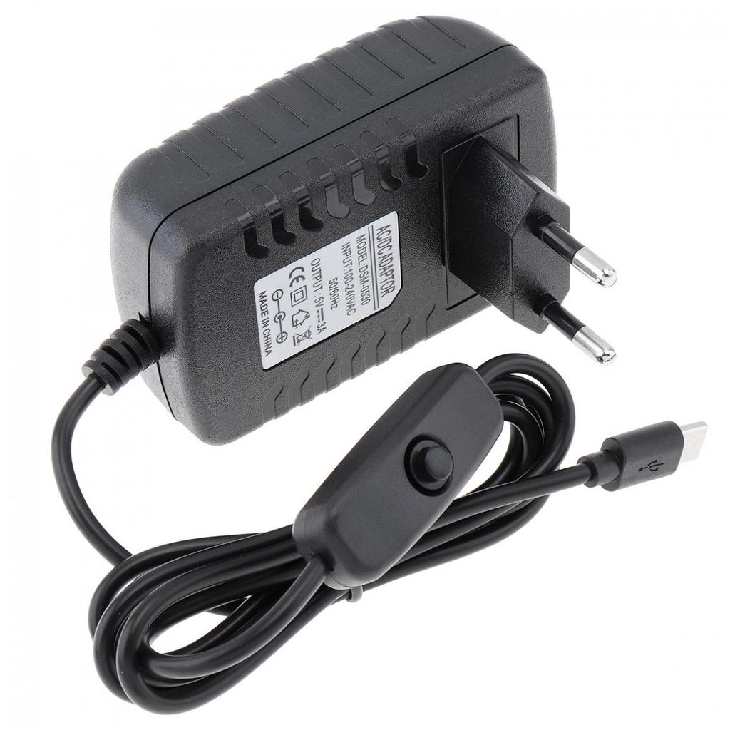 5V 3A napájecí adaptér Konvertor nabíječky s přepínačem Vhodné pro Raspberry Pi 4 TypeC USB napájení