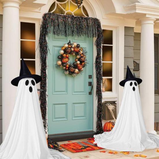Halloween Decorations for Outdoor DIY Large Lighted White Cloth Ghost with LED String Lights for Home Porch Yard Decor