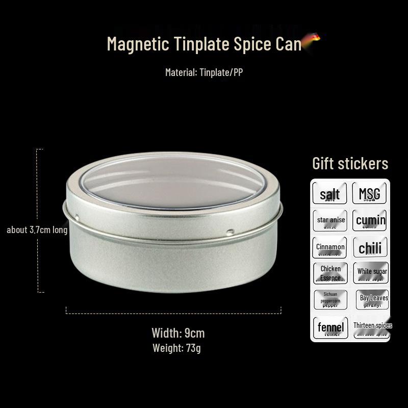 

Magnetic Kitchen Spice & Grain Storage Tin Set