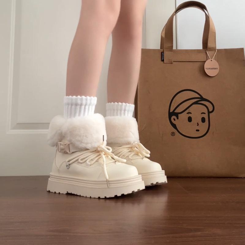 Mode vielseitige dicksohlige erhöhende Schneestiefel Damen 2025 Herbst und Winter neu Nische Samt große Baumwollschuhe Stiefeletten Tide