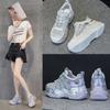 Thick-soled hollow dad shoes New breathable rhinestone mesh casual sports shoes in summer
