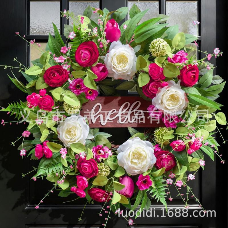 Artificial Flower Wreath Easter Valentines Day Hotel Restaurant Door Decorations
