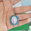 QMHJE Virgin Mary Stainless Steel Pendant Necklace Women Choker Beads Chain Oval Round Charm Gold Color Jewelry White Black