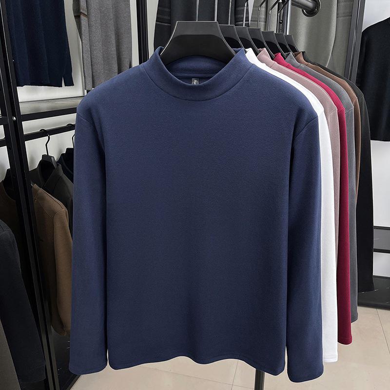 

Men s Thermal High Neck Slim Fit Sweatshirt - Solid Color, Casual & Warm for Autumn/Winter 2025 L темно-синього кольору