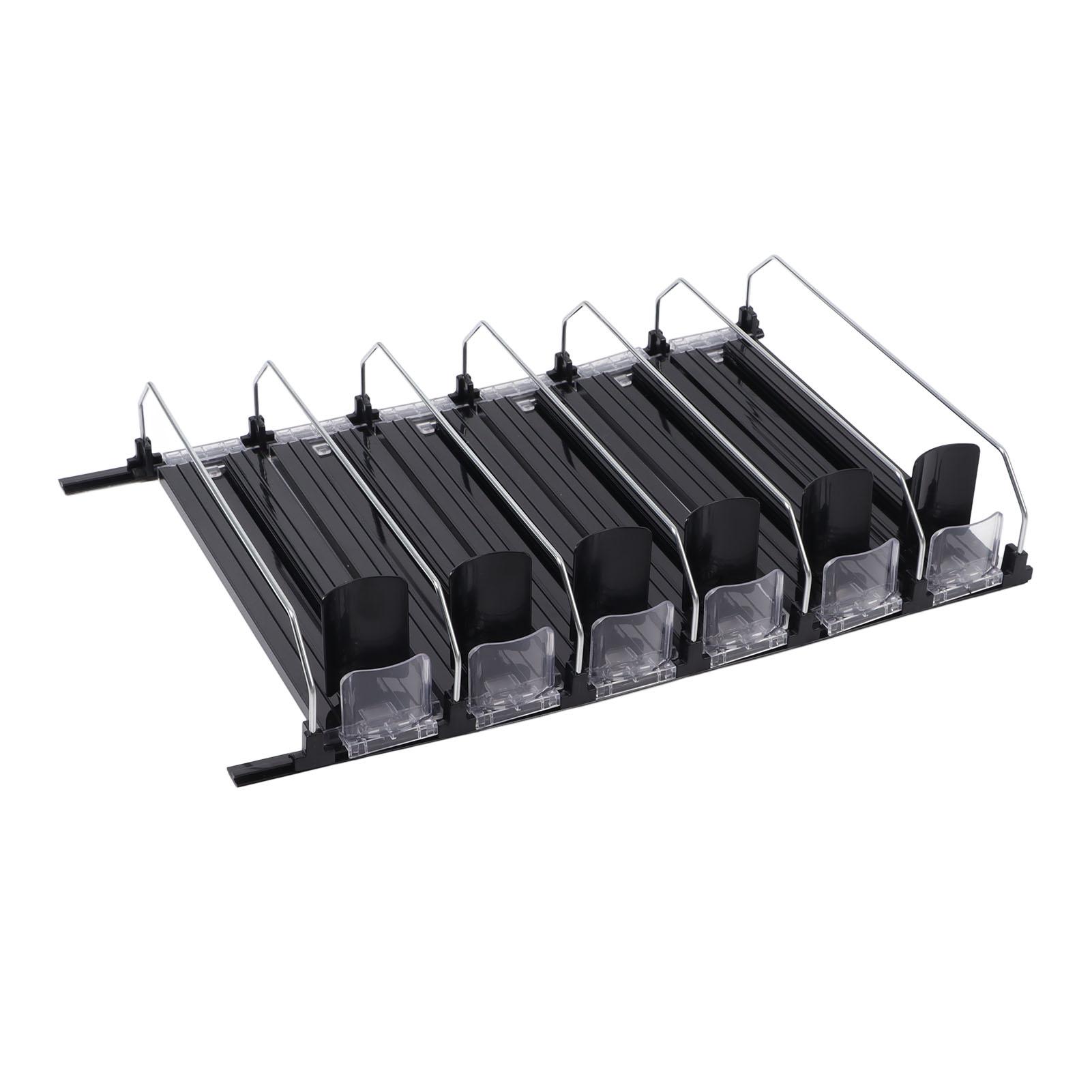 

Автоматический толкатель напитков с регулируемой шириной скольжения, простое управление, экономия труда и места, черный самотолкающийся органайзер для банок для 38cm / 14.96in