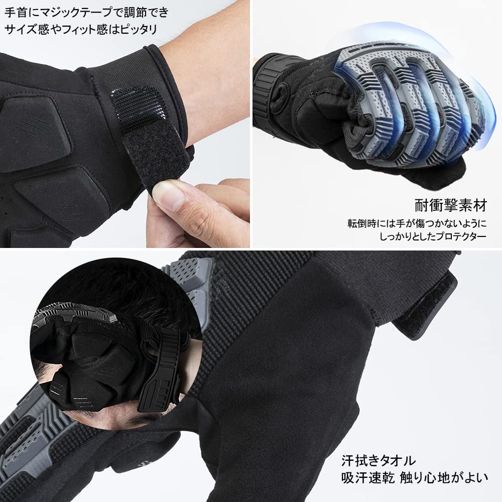 ROCKBROS Motorcycle Touchscreen 3D Airsoft Motorcycle and Bicycle and Full and Thermal Gloves, Spring/Autumn, Impact-Resistant, Compatible, Padded,