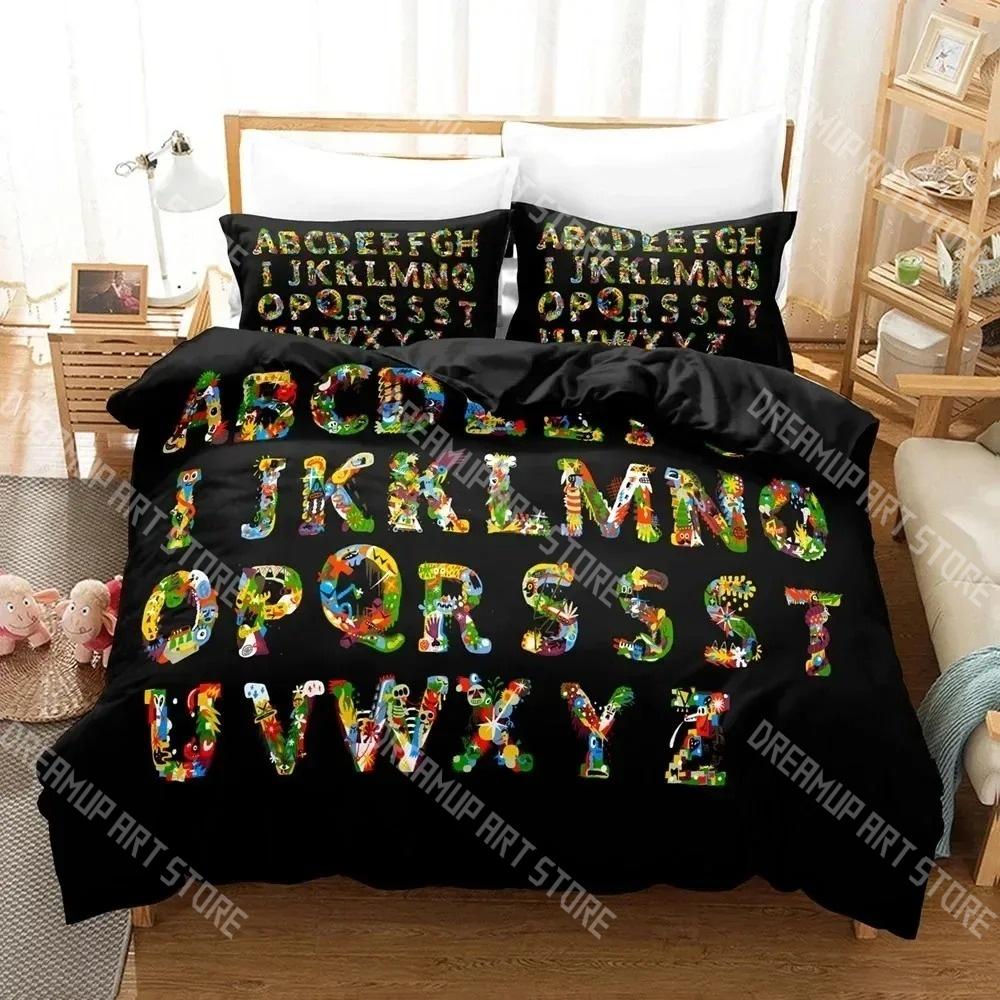 Fashion Alphabet Lore Cartoon Bedding Set Single Twin Full Queen King Size Bed Set Kids Bedroom Duvetcover Sets Bed Sheet Set