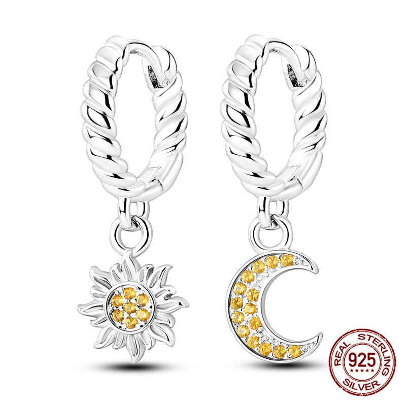 100% 925 Sterling Silver Simple Star And Moon Series Women'S Earrings Suitable For Daily Wear Anniversary Gift
