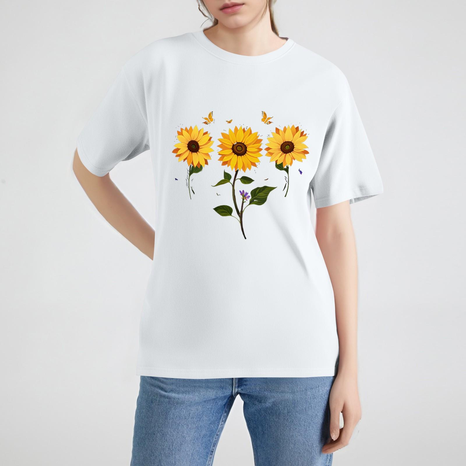 

Женская рубашка с коротким рукавом и принтом Футболка Свободный топ XL белый