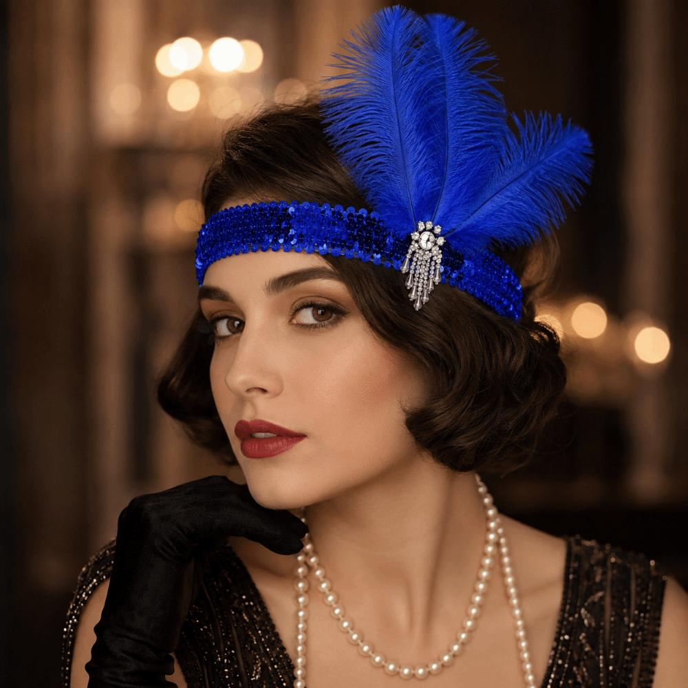 1920s Women's Feather Headband Sequin Bridal Headdress Exquisite Feather Headdress  Carnival Events