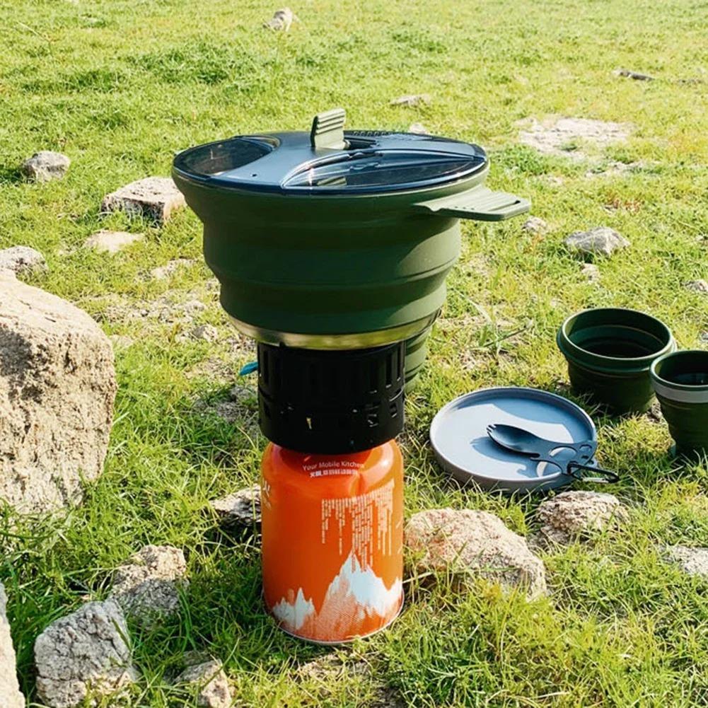 2.5L Silicone Folding Kettle Camping Teapot Coffee Cooking Pot Portable Boiling Water Pot for Outdoor Picnic Tableware.