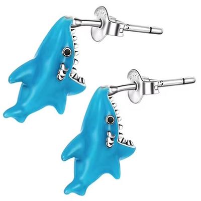 Silver Earrings For Girls Shark Earrings Silver 925 Trusky Earrings