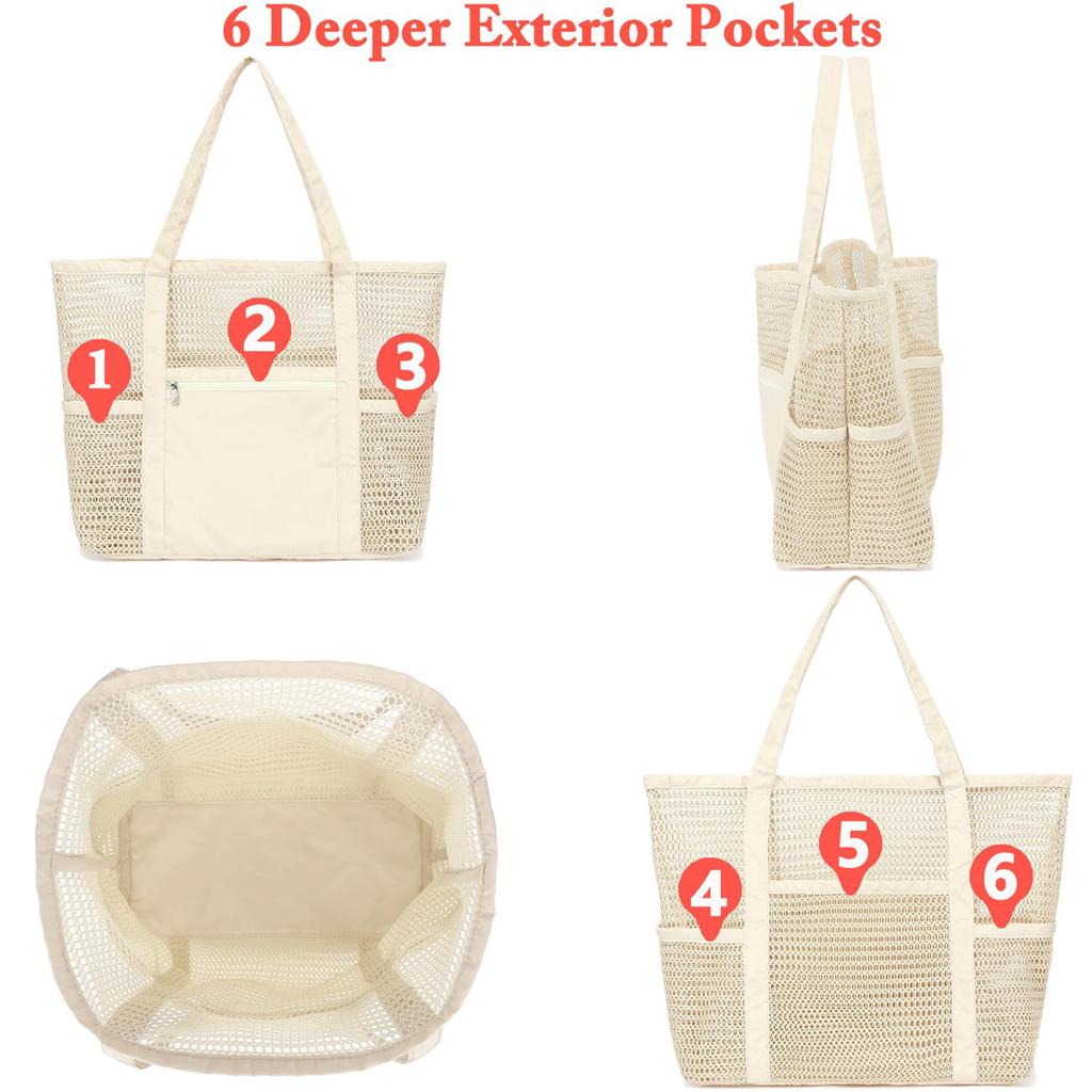 Mesh Beach Bag For Women, Casual Bags Large Beach Tote For Pool Travel Vacation