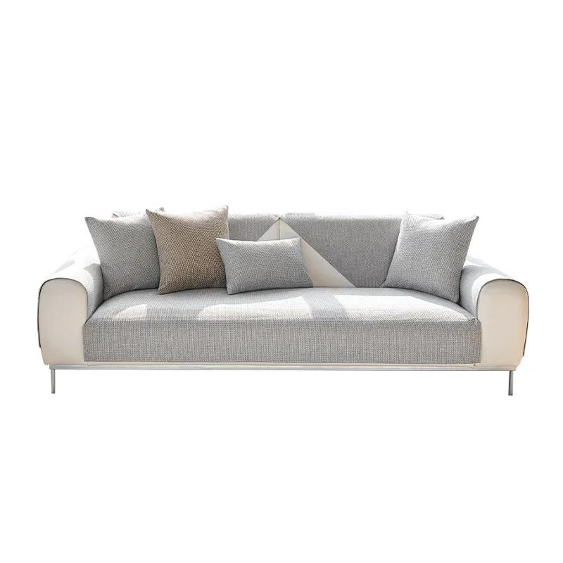 1PC Cotton Linen Sofa Cover Solid Color Non-slip Sofa Cushion Four Seasons Universal  L Shape Sofa Cover for Living Room home