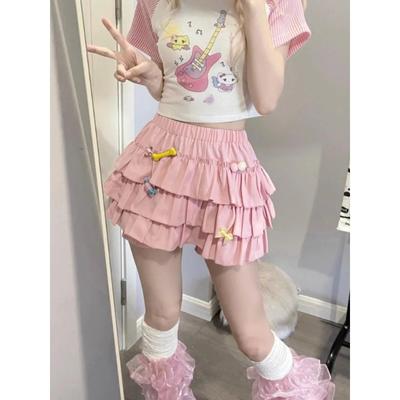 Kawaii Lolita Rock Frauen Rüschen Lagen hohe Taille Cutecore Mini Rock Shorts Harajuku japanischen Stil Soft Girl