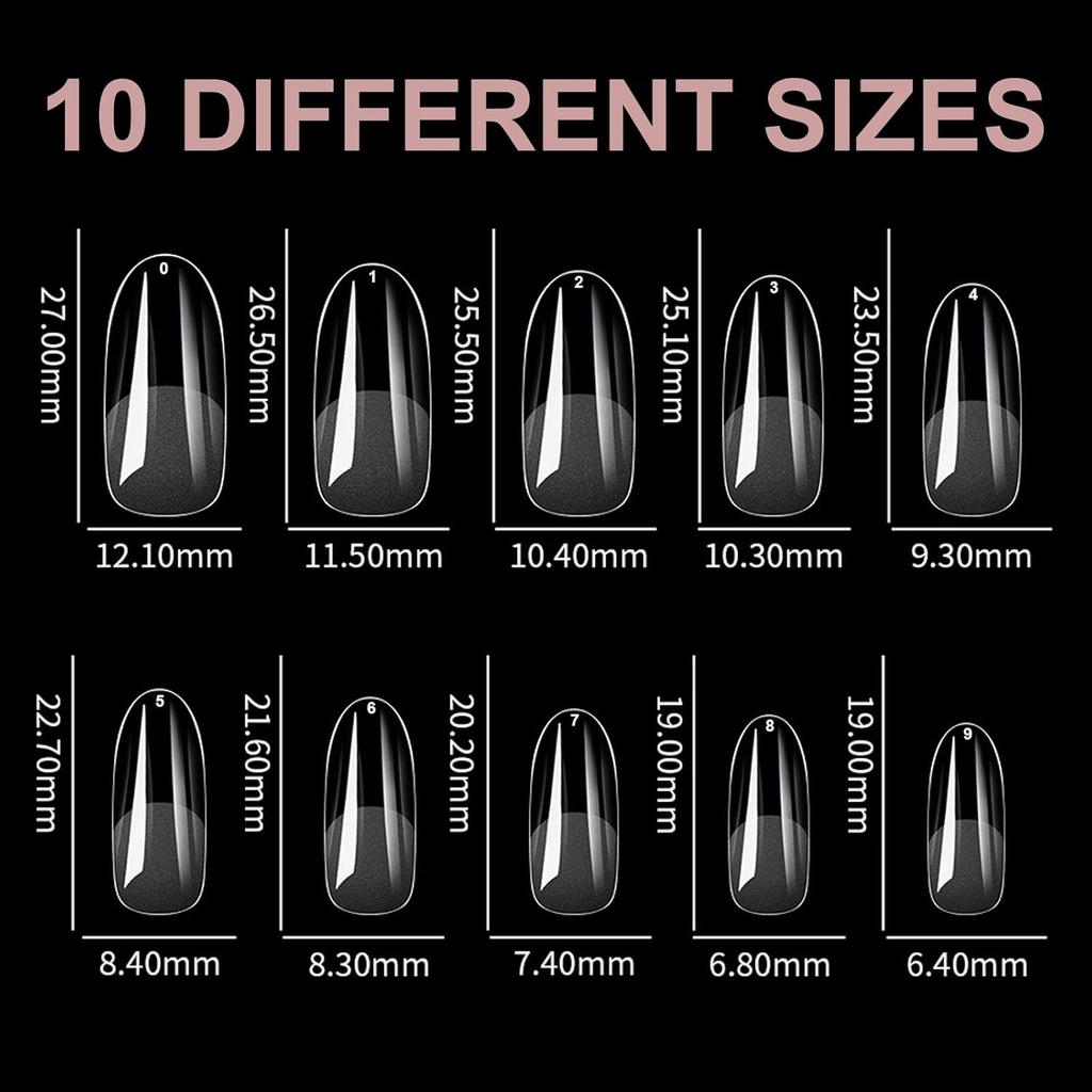 Soft Gel Oval Round Almond False Nail Tips, Medium Full Cover Clear Press On Nails for Acrylic Nail Extension Dip Powder Professional Salon Personal