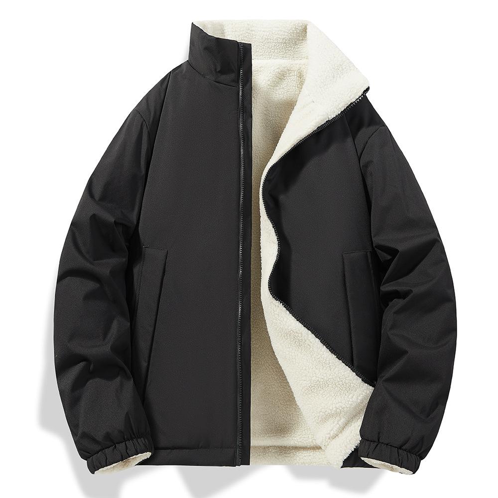 New Double-sided Cotton Jacket for Men and Women Couples for Winter Cotton Jacket for Thickened Velvet Lamb Velvet Cold-proof Jacket