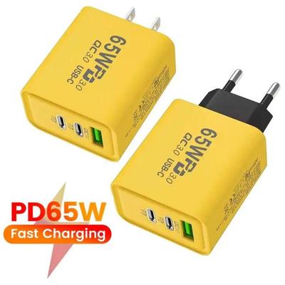 PD 65W USB C Ladegerät 3 Ports Schnelllade Typ C Ladegerät Telefonadapter für iPhone 15 14 13 12 Xiaomi Huawei Samsung