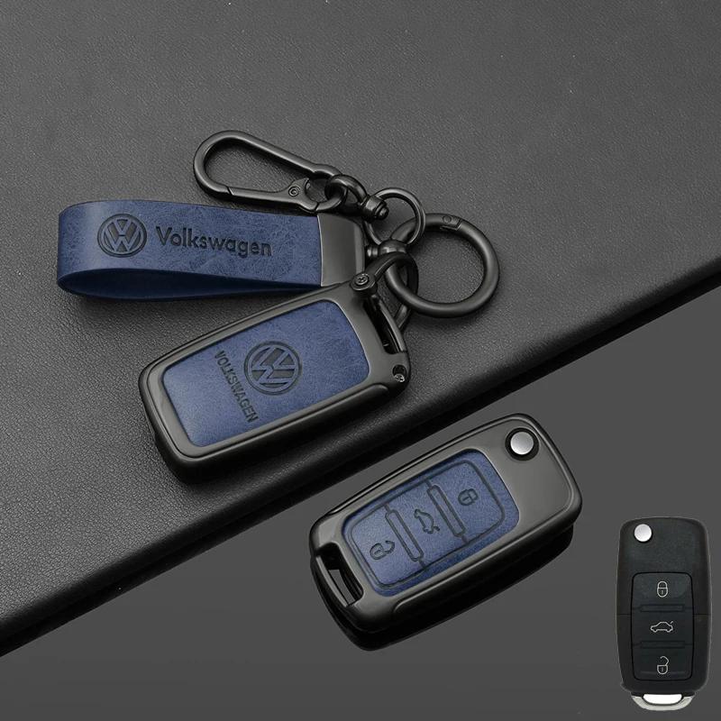 For VW Premium Leather Car Remote Key Case Cover For VW Volkswagen Polo Tiguan Passat B5 B6 B7 Golf 4 5 6 MK6 Jetta Lavida Acc