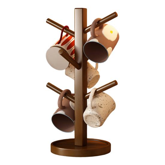 Stojak do przechowywania kubków na wodę Drewno lite Odwrócony uchwyt na kubki Nośność Możliwość piętrowania Biurkowy wieszak na kubki do Kuchni Restauracji Domu