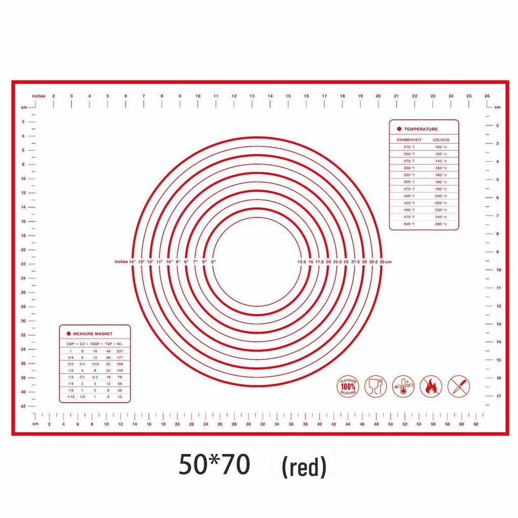 70x50cm Oversized Silicone Kneading and Rolling Mat, Heat-Resistant Non-Stick Baking Tool & Dough Mat