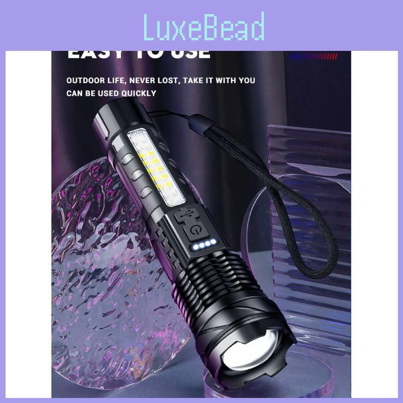 Strong Led Rechargeable Flashlight With Cob Work Light For Camping And Emergency Use