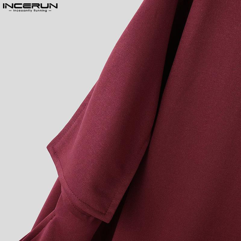 INCERUN Pánské mikiny s dlouhým rukávem s dlouhým rukávem, jednobarevné, jednobarevné svetry s kulatým výstřihem