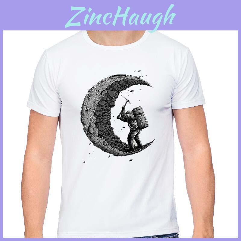 Stylish Digging The Moon T-shirt Men's Customized Printed Funny Cotton Short Sleeve