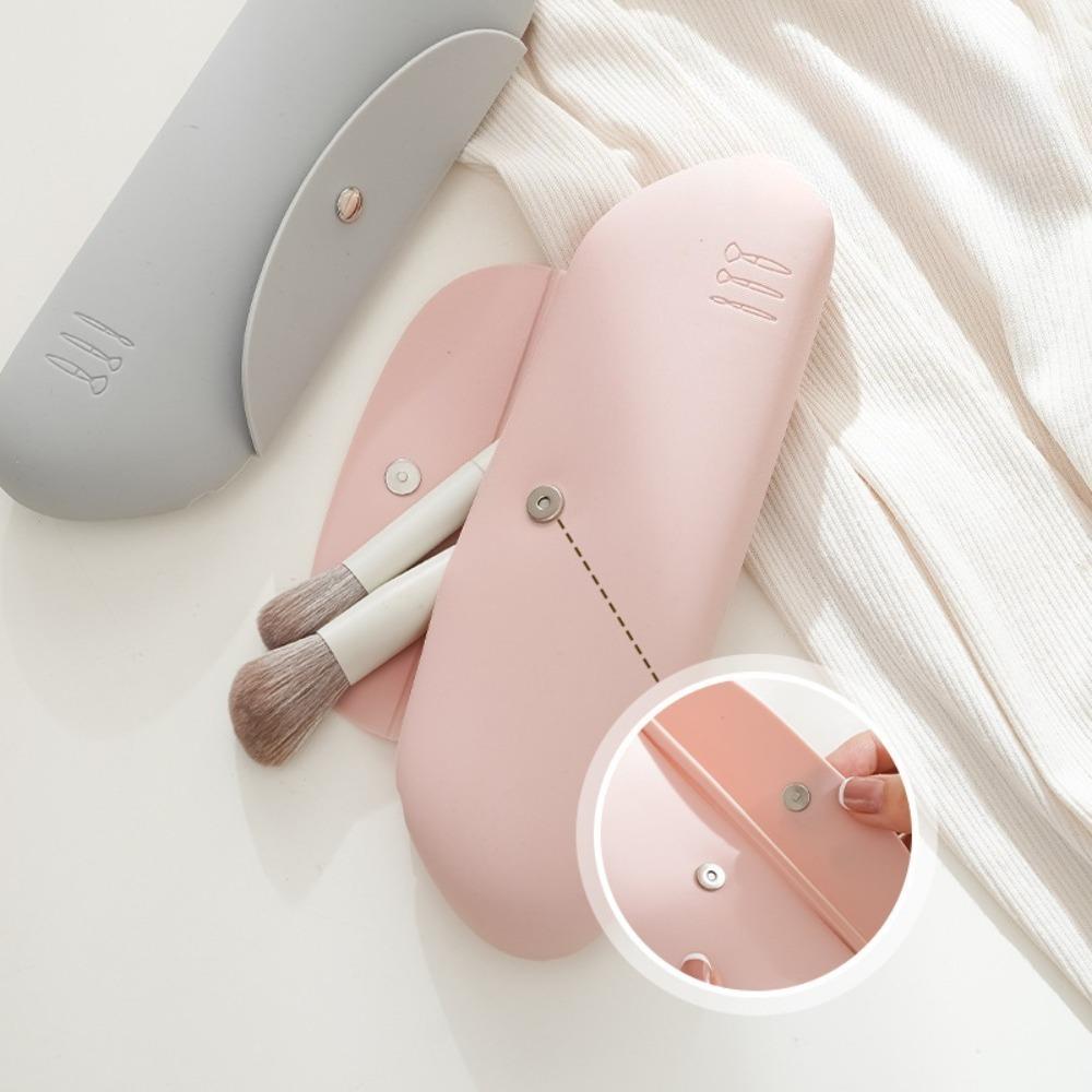 Portable Silicone Makeup Brush Holder Bag Travel Organizer Anti Fall Sleek Case for Women Cosmetic Face Brushes Headphone Bag