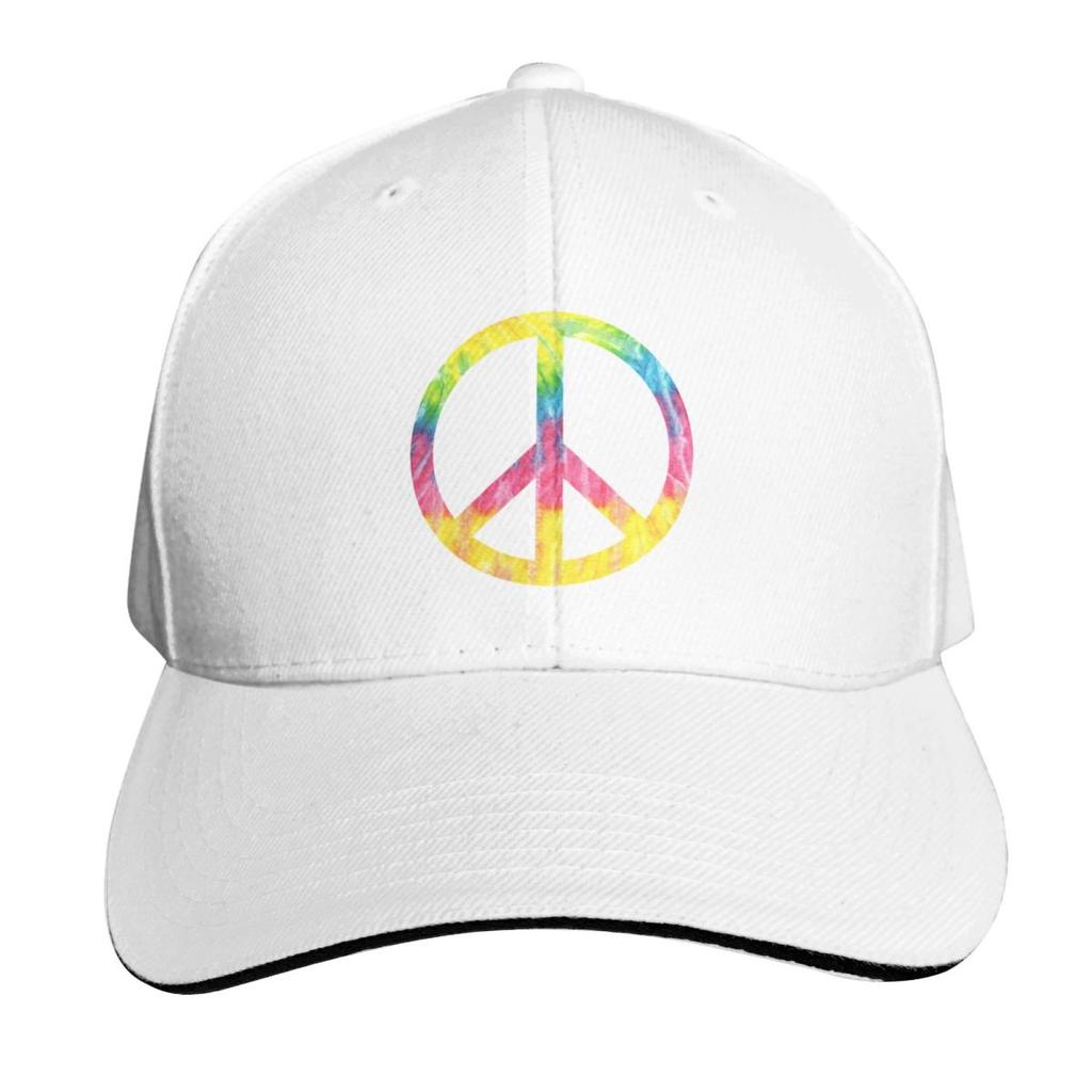 TieDye Peace Sign Hippie Bohemian Festival Symbol Baseball Cap Fishing Hat Big Size Hat Sailor Cap for Unisex Hats Unisex Womens